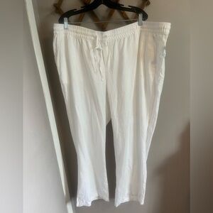 NWT Old Navy linen viscose wide leg high waisted white pants XXL